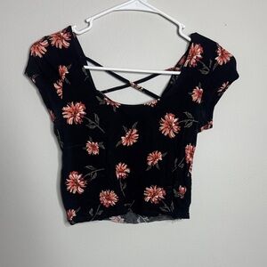 Forever 21 Black Floral Crop Top8